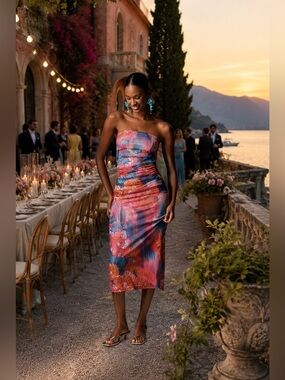 Anthropologie NWT The Soleil Slim Strapless Ruched Mesh Dress size XS.